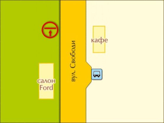 Схема рекламної площини за адресою вул. Свободи (салон "Ford")