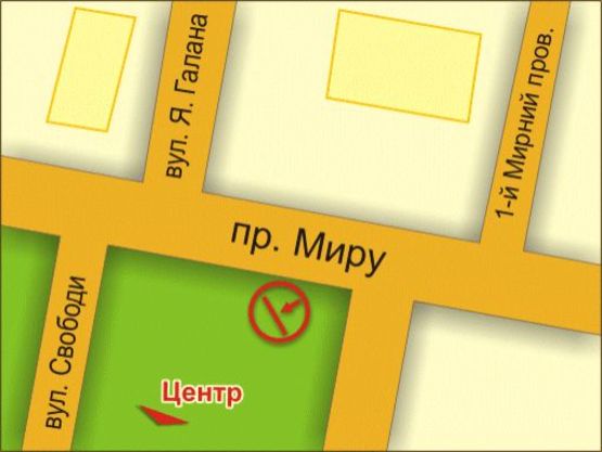 Схема рекламної площини за адресою пр. Миру, 82