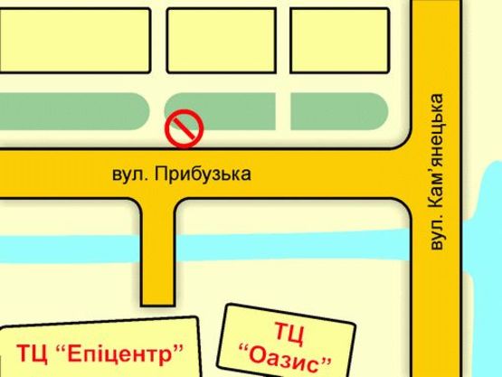 Схема рекламної площини за адресою вул. Прибузька (навпроти заїзду в ТЦ "Епіцентр")