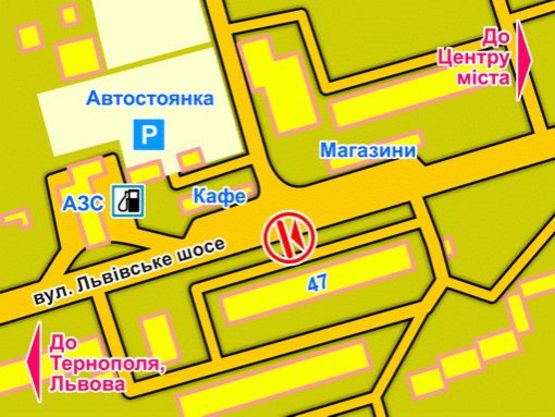 Схема рекламної площини за адресою вул. Львівське шосе (біля буд. 47)