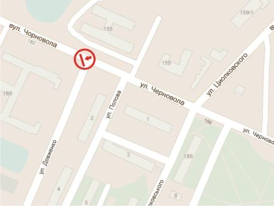 Схема рекламної площини за адресою пер. вул. Чорновола – Довженка