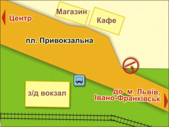 Схема рекламной плоскости по адресу вул. Гагаріна – пл. Привокзальна