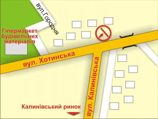 Схема рекламной плоскости по адресу вул. Хотинська – Калинівська (біля буд. 75)