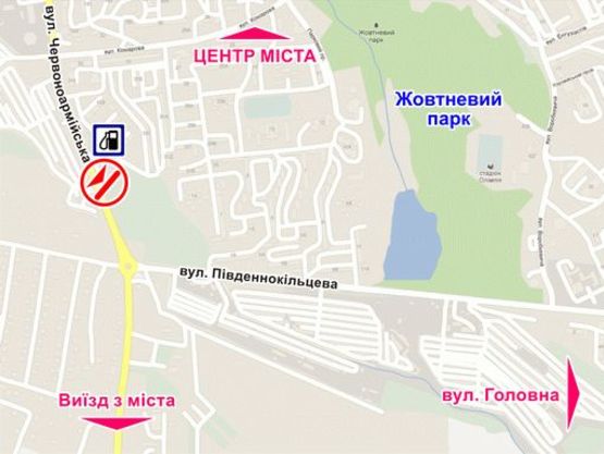 Схема рекламной плоскости по адресу вул. Героїв Майдану, 113 (біля АЗС, до вул. Південнокільцевої)