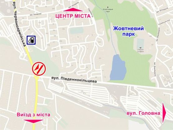 Схема рекламной плоскости по адресу вул. Героїв Майдану – Південнокільцева