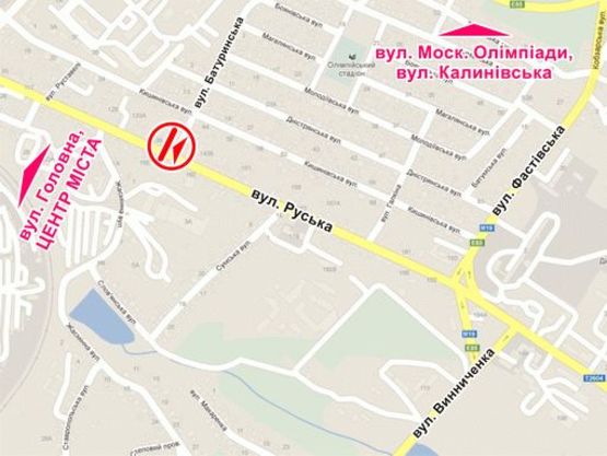 Схема рекламной плоскости по адресу вул. Руська – Батуринська