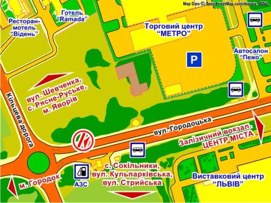 Схема рекламной плоскости по адресу вул. Городоцька, 300 (біля повороту на ТЦ "Метро"), місце 1