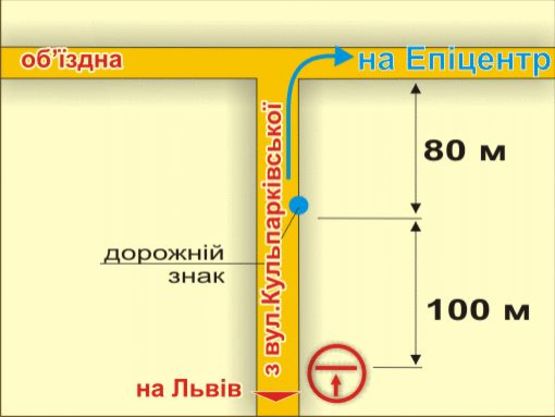 Схема рекламной плоскости по адресу с. Сокільники (з вул. Кульпарківської, у напрямку до об'їзної)