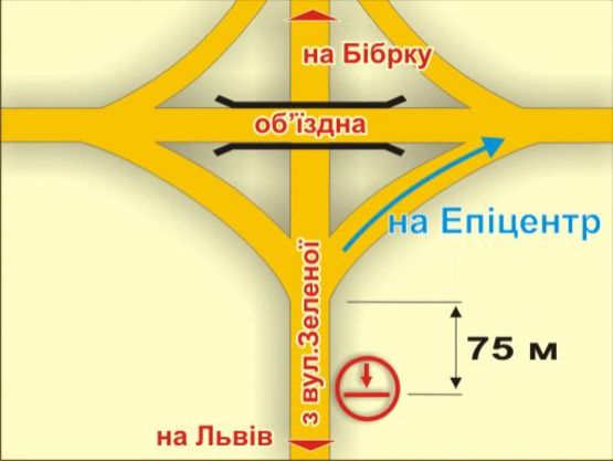 Схема рекламної площини за адресою с. Пасіки-Зубрицькі (з вул. Зеленої, у напрямку до міста)