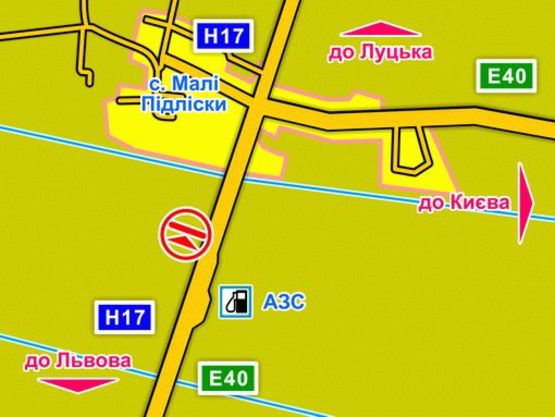 Схема рекламной плоскости по адресу с. Малі Підліски (Київська траса, напрямок до Києва), конструкція |, 5х12 м