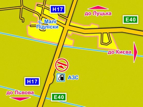 Схема рекламної площини за адресою с. Малі Підліски (Київська траса, напрямок до Києва), конструкція ||, 5х12 м