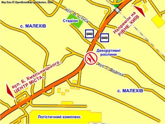 Схема рекламної площини за адресою с. Малехів, вул. Київська - вул. Франка