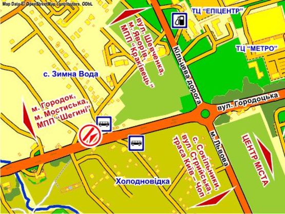 Схема рекламной плоскости по адресу с. Зимна Вода, вул. Івана Богуна, 1