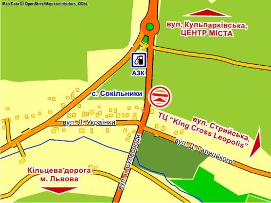 Схема рекламной плоскости по адресу с. Сокільники, вул. Г. Сковороди місце 1