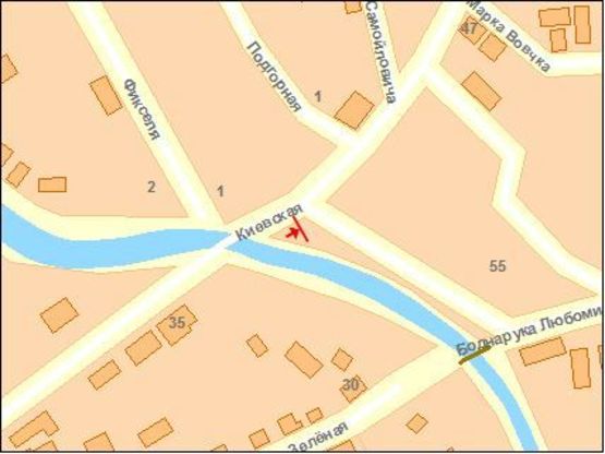 Схема рекламної площини за адресою Киевская ул./Дзержинского ул. 39