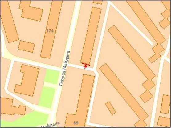 Схема рекламной плоскости по адресу Героев Майдана ул. (Красноармейская), 65, в центр