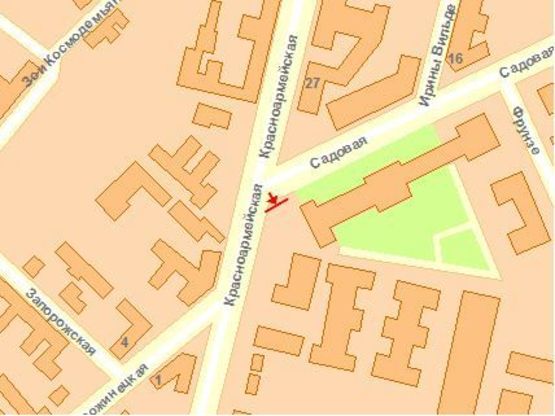 Схема рекламної площини за адресою Садовая ул / Героев Майдана ул. (Красноармейская), к пр Независимости