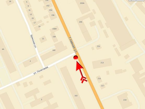 Схема рекламной плоскости по адресу Полетаева ул / Главная ул, в центр