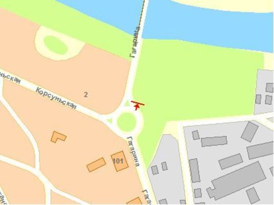 Схема рекламной плоскости по адресу Гагарина ул, тр кольцо, из центра, возле моста