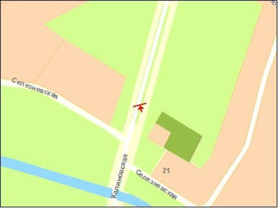 Схема рекламной плоскости по адресу Калиновская ул, ост трол 5, от рынка, левый