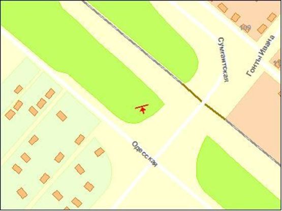 Схема рекламной плоскости по адресу Одесская ул / Сумгаитская ул, со стороны ул. Луначарского, в центр