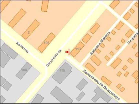 Схема рекламной плоскости по адресу Смелянская ул. / Крупской ул.      