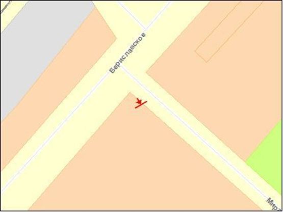 Схема рекламной плоскости по адресу Бериславское шоссе / Мира ул