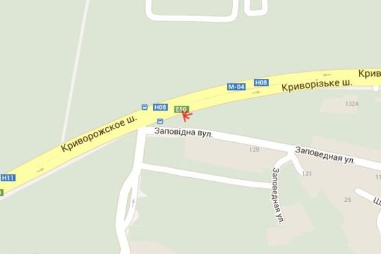 Схема рекламной плоскости по адресу Криворізьке шосе - Заповідна вул.