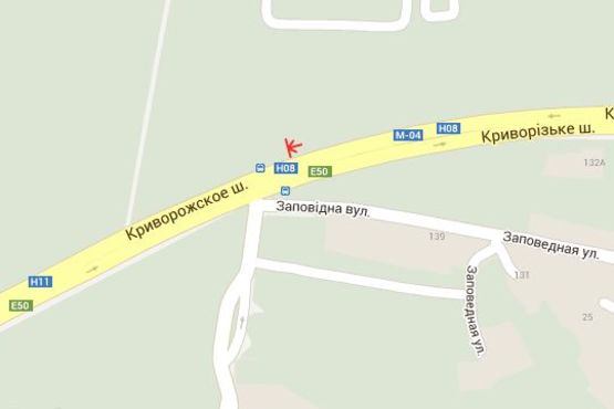 Схема рекламной плоскости по адресу Криворізьке шосе - Заповідна вул.