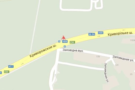 Схема рекламной плоскости по адресу Криворізьке шосе - Заповідна вул.