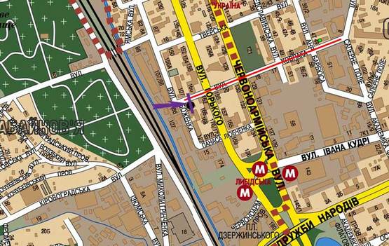 Схема рекламной плоскости по адресу ул. Ковпака, /ул. Боженка, напротив ТЦ "Сильпо, Фокстротавто, направление на ул. Горького