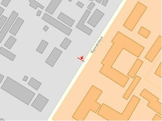 Схема рекламной плоскости по адресу Конякина ул, 64, возле АЗС ОККО, в центр