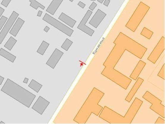 Схема рекламної площини за адресою Конякина ул, 64, возле АЗС ОККО, из центра