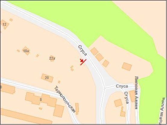 Схема рекламной плоскости по адресу Стуса В ул, 22, от центра