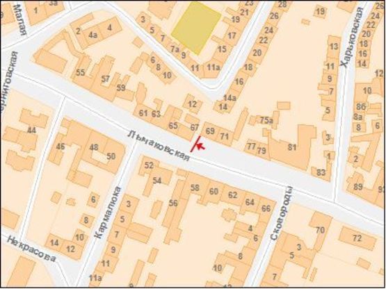 Схема рекламной плоскости по адресу Лычаковская ул, 67, в центр