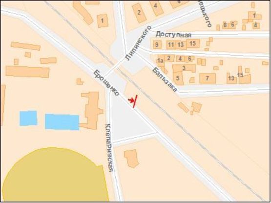 Схема рекламной плоскости по адресу Ерошенка ул, Варшавская ул, стадион СКА, в центр