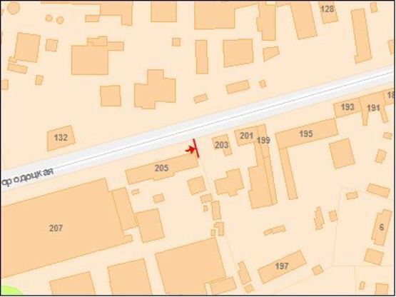 Схема рекламной плоскости по адресу Городоцкая ул, 205, в центр