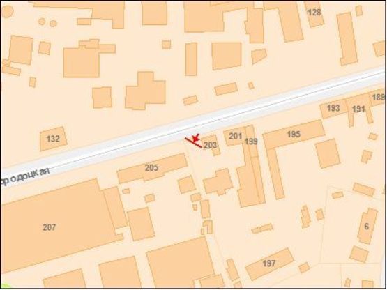 Схема рекламной плоскости по адресу Городоцкая ул, 205, из центра
