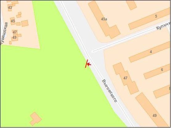 Схема рекламной плоскости по адресу Выговского ул / Кульчицкой О ул, к ул Любинской