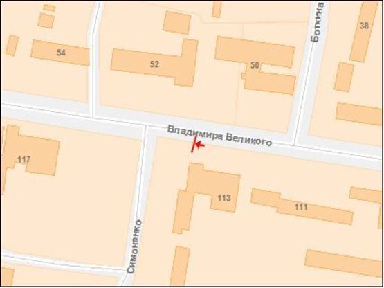 Схема рекламной плоскости по адресу Владимира Великого  ул, 111, к ул Кульпарковской