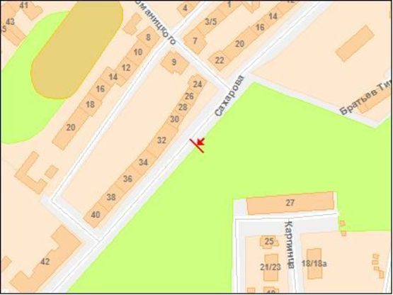 Схема рекламной плоскости по адресу Сахарова ул, 34, щит 4, из центра