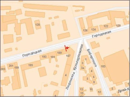 Схема рекламной плоскости по адресу Городоцкая ул, 191, из центра