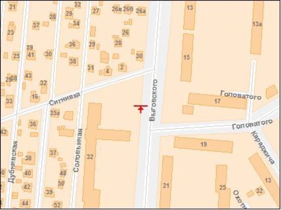Схема рекламной плоскости по адресу Выговского ул, Головатого ул, к ул Городоцкой