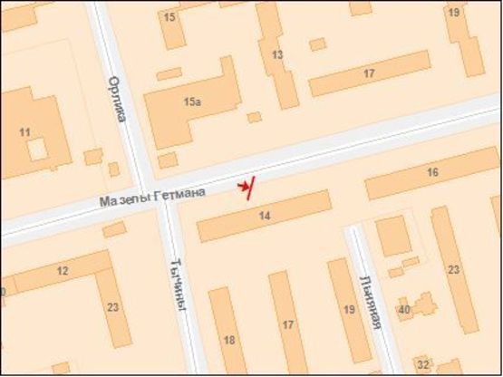 Схема рекламной плоскости по адресу Гетьмана Мазепы ул. / Орлика ул.