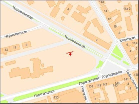 Схема рекламной плоскости по адресу Черновецкая ул. (р-ок Привокзальный, Пригородный вокзал) в сторону города